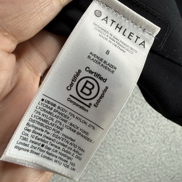Athleta Avenue Blazer Womens 8 Black One Snap Zip Pockets Stretch Career 982816 - Picture 6 of 11